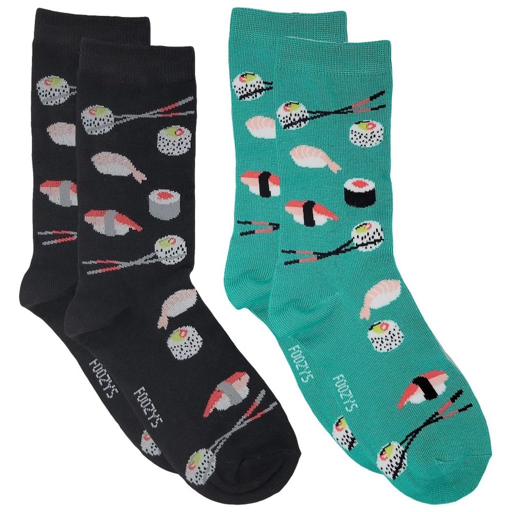 Sushi Japanese Raw Fish Rice Chopsticks Food Socks Foozys Women's 2 Pairs